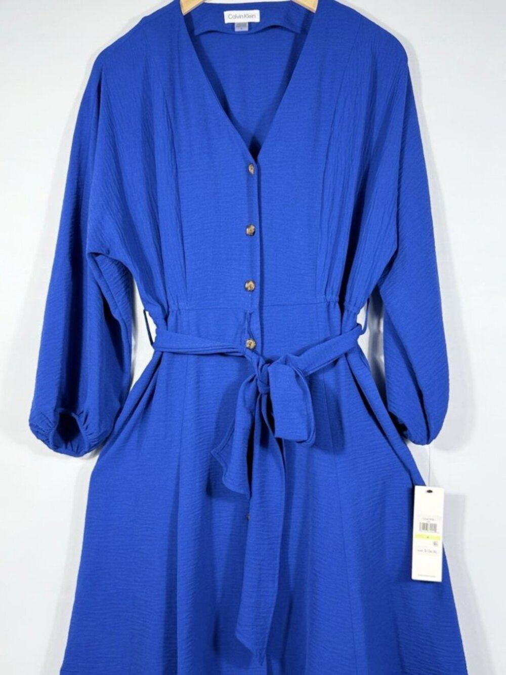 NEW Calvin Klein Women's 4 Long-Sleeve Front Button Dress • Reg Price $134 - Picture 2 of 4